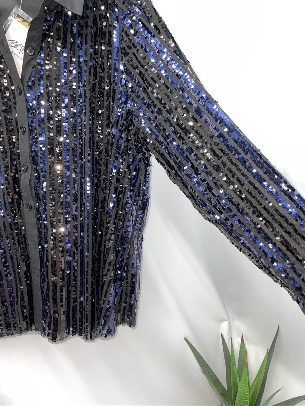 BOB MACKIE BLACK & BLUE SEQUINED BLOUSE FTL-08-065 - Picture 3 of 7